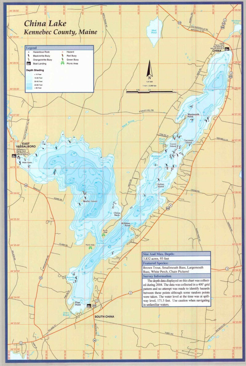 CHINA LAKE - LAMINATED ME MAP