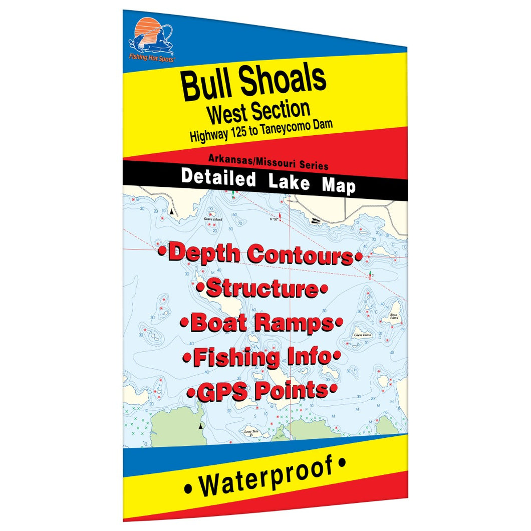 Bull Shoals-West (Hwy 125 to Taneycomo Dam - AR/MO) Fishing Map